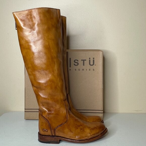 BED STU Tess Distressed Tan Leather Tall Riding Boots BedStu Size 7.5 - Picture 3 of 16